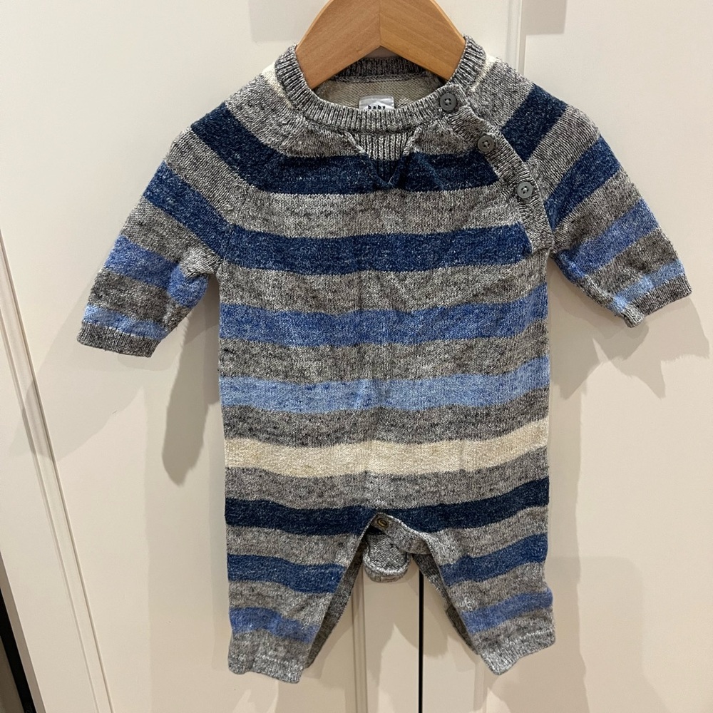 Baby gap Striped Blue and Gray Kids One Piece knit romper